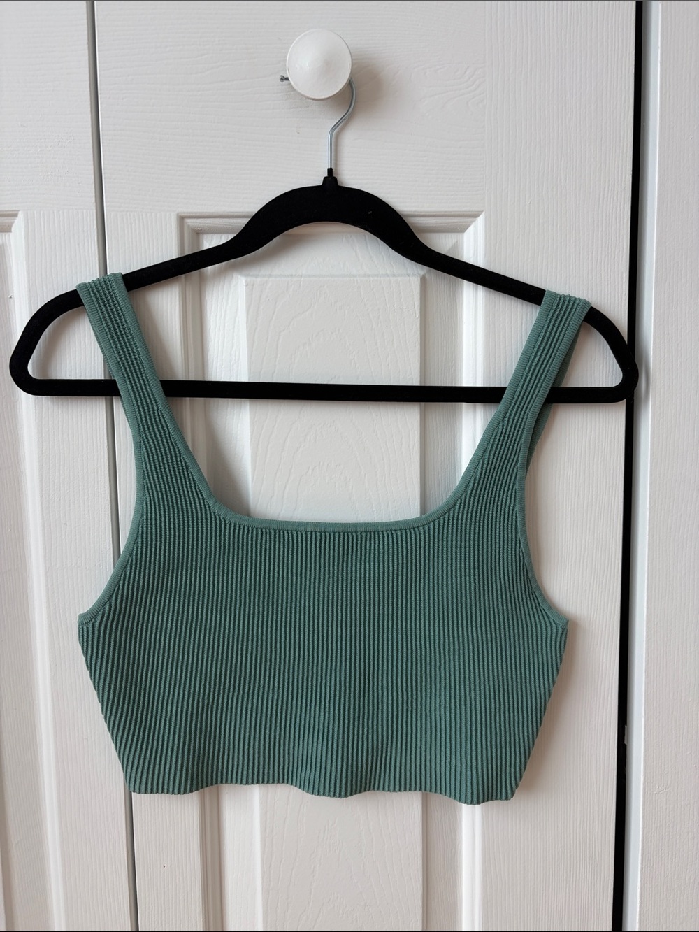 Babaton Ribbed Square-Neck Tank Top - Sage Green